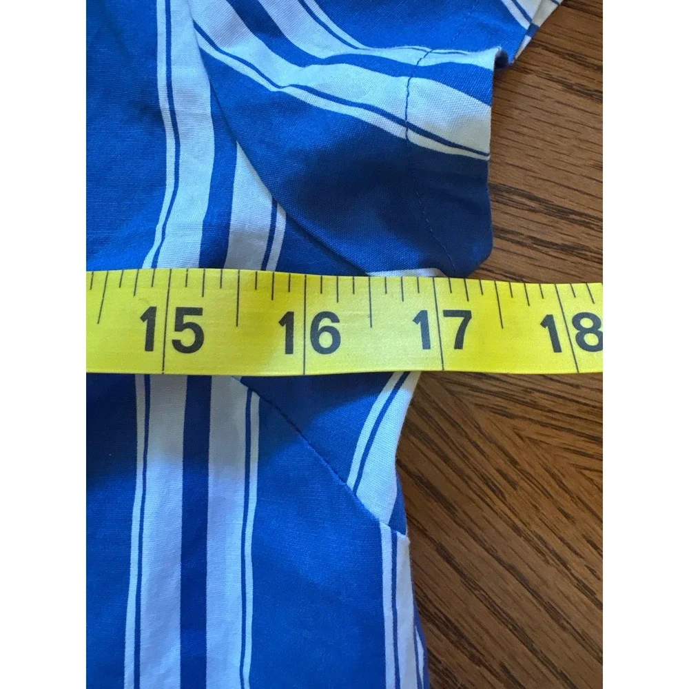 Crewcuts Girls Blue White Striped Ruffle‎ Shirtdress Size 14 NWT